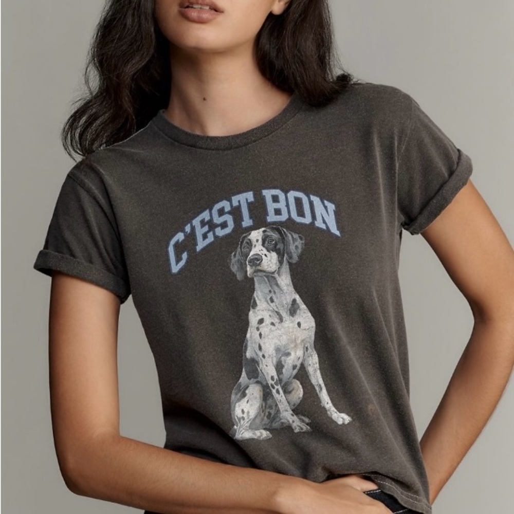 NWT Anthropologie Dalmatian ‘C’est Bon’ Graphic Tee - S
